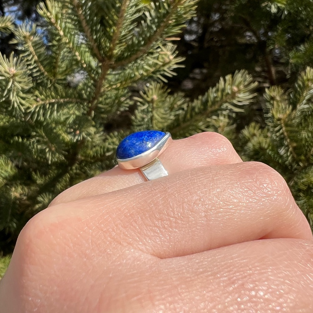 Custom Conversion Sterling Silver Lapis Ring Size… - image 4